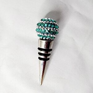 Emerald & Silver Rhinestone Beaded Wine Bottle Stopper